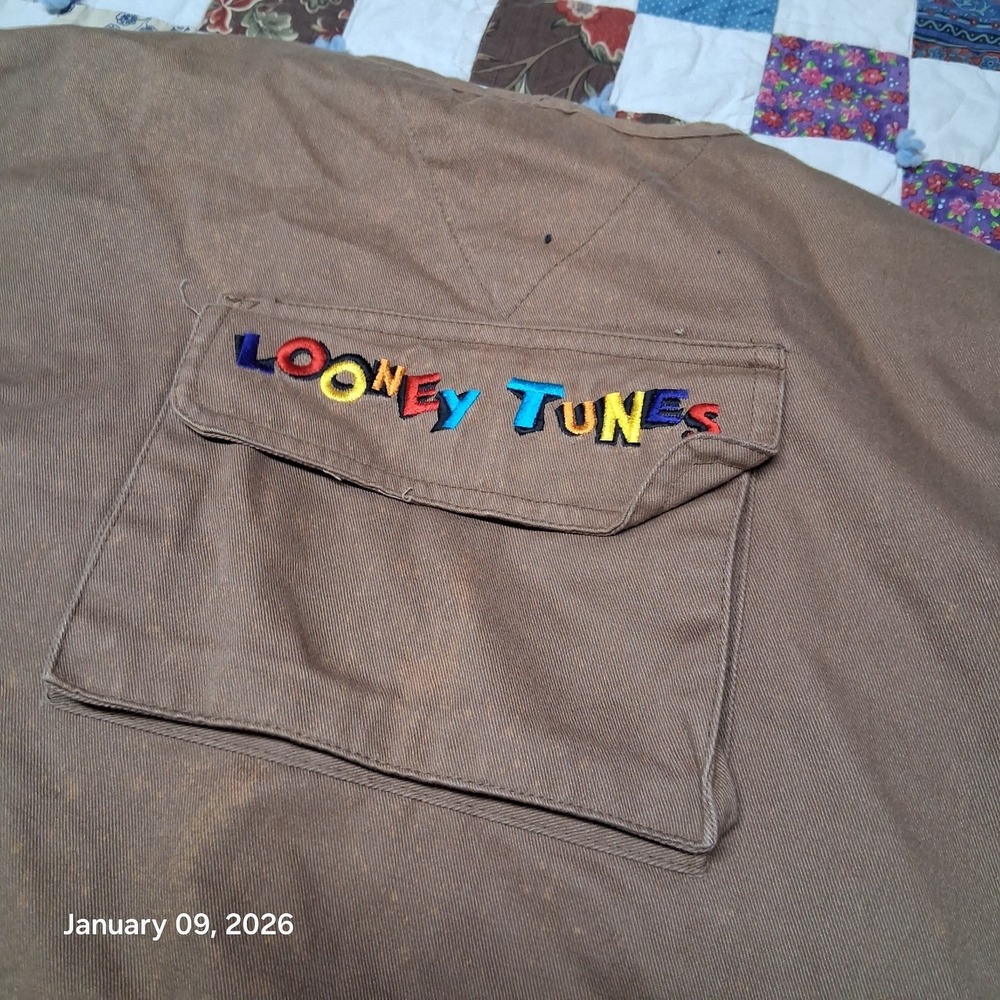 Vintage RARE Looney Tunes Safari Vest Size Small Cartoon Flannel Lined - Picture 5 of 10